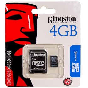 Kingston 4GB microSDHC Class 4 Flash Memory Card with Adapter